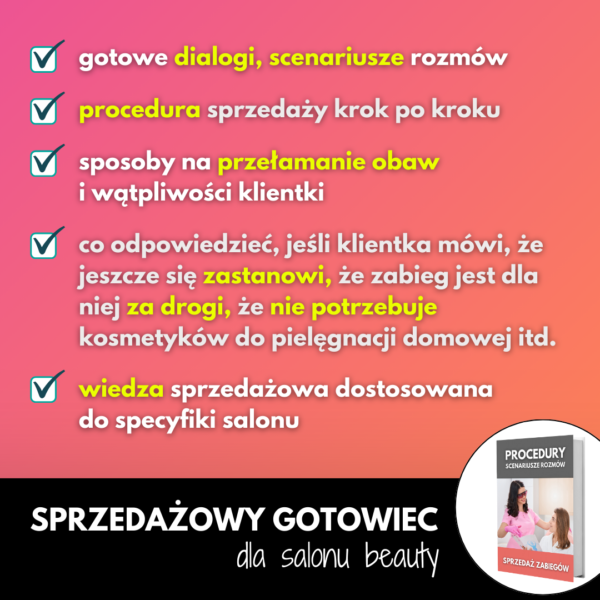 procedury sprzedazy w salonie beauty kosmetycznym fryzjerskim scenariusze rozmow sprzedazowych