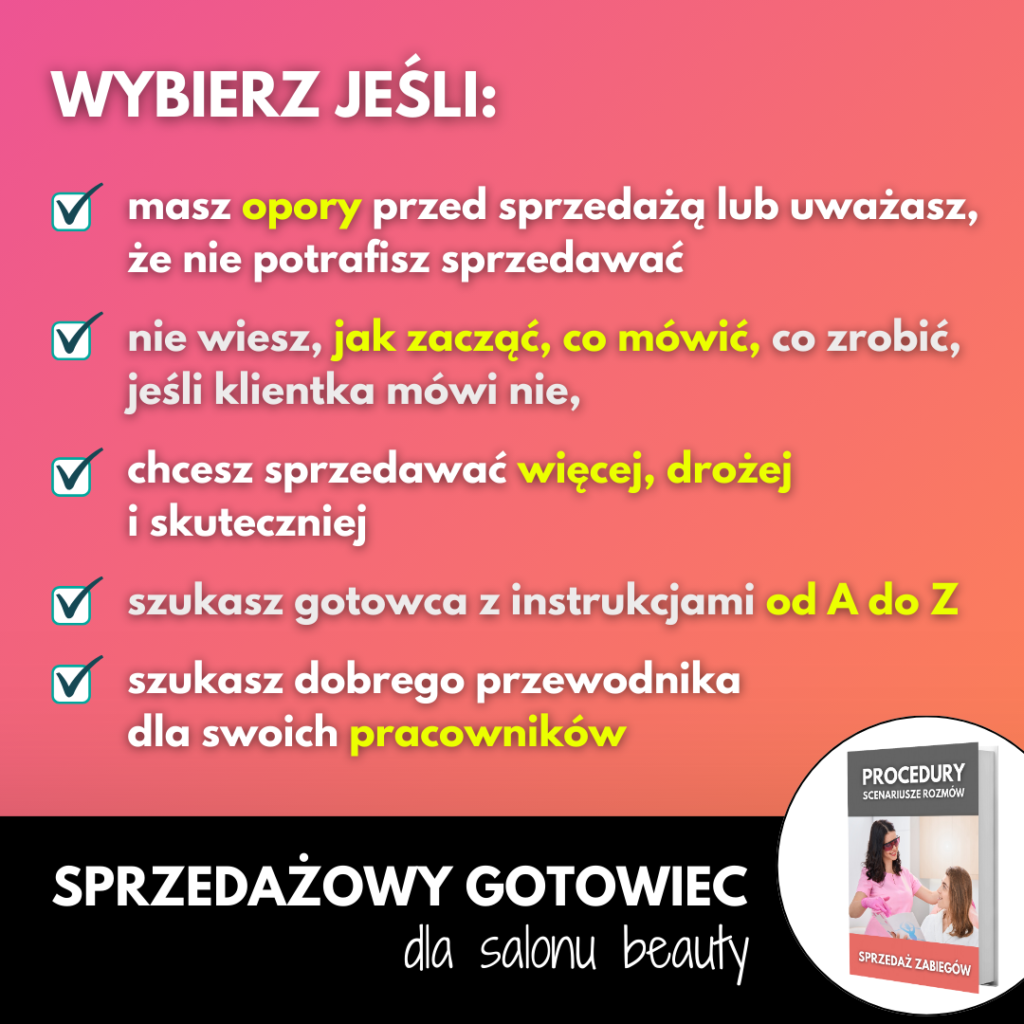 procedury sprzedazy w salonie beauty kosmetycznym fryzjerskim scenariusze rozmow sprzedazowych