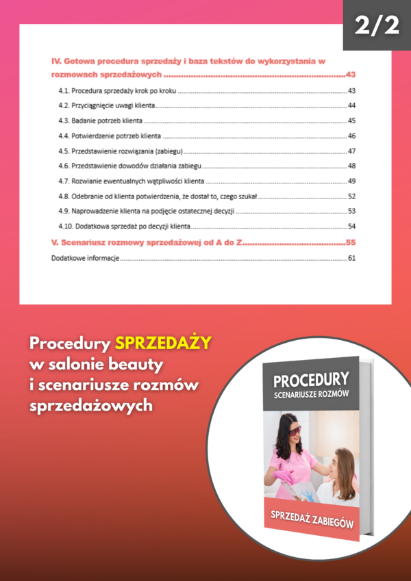 procedury sprzedazy w salonie beauty kosmetycznym fryzjerskim scenariusze rozmow sprzedazowych