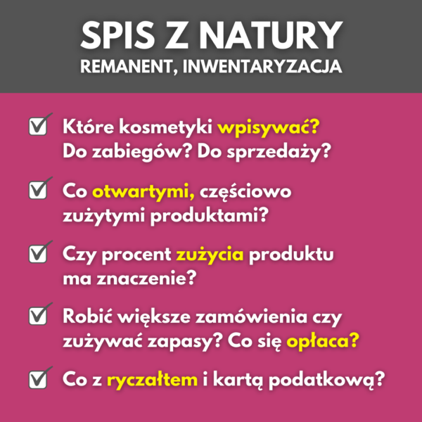 spis z natury w salonie kosmetycznym